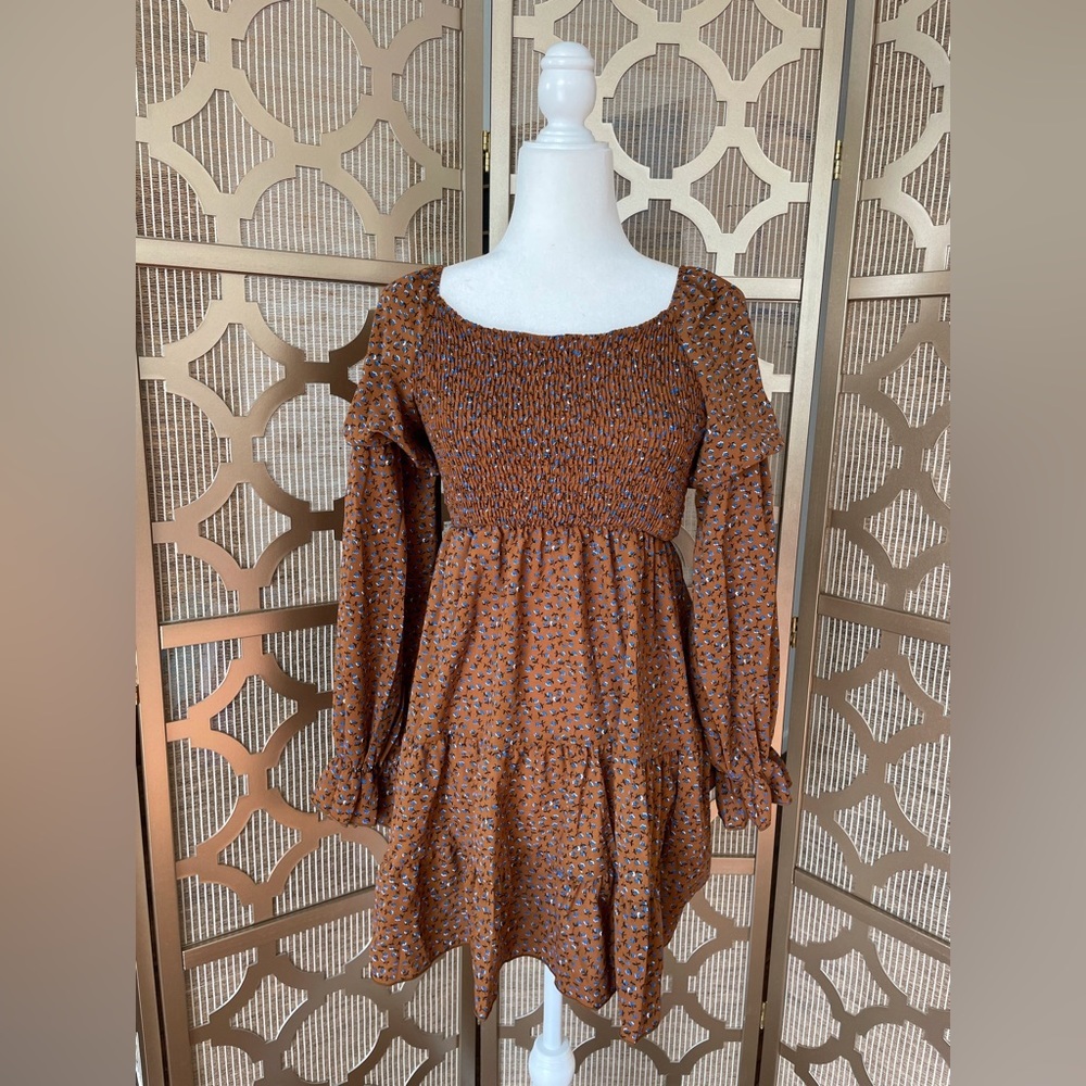 NEW | Floral Tiered Ruffle A Line Smocked Dress | M
